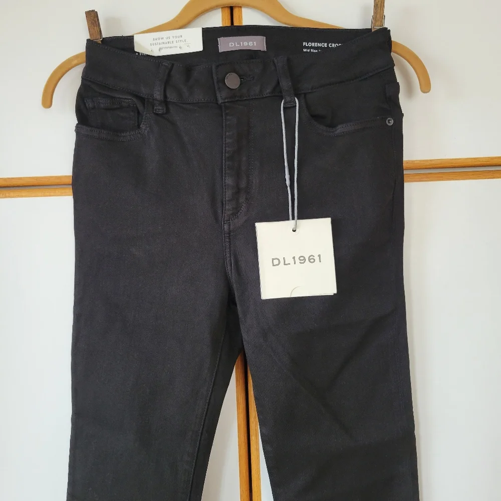 NWT DL1961 Florence Cropped Jeans 27 Mid Rise Skinny Black